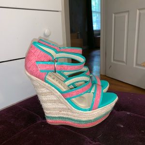 Pink and green summertime wedge